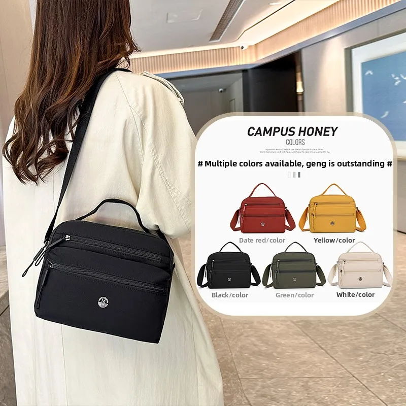 sac à bandoulière en nylon de luxe pour femmes, sac à main léger de grande capacité, sac à main de voyage multi-poches avec sangle réglable