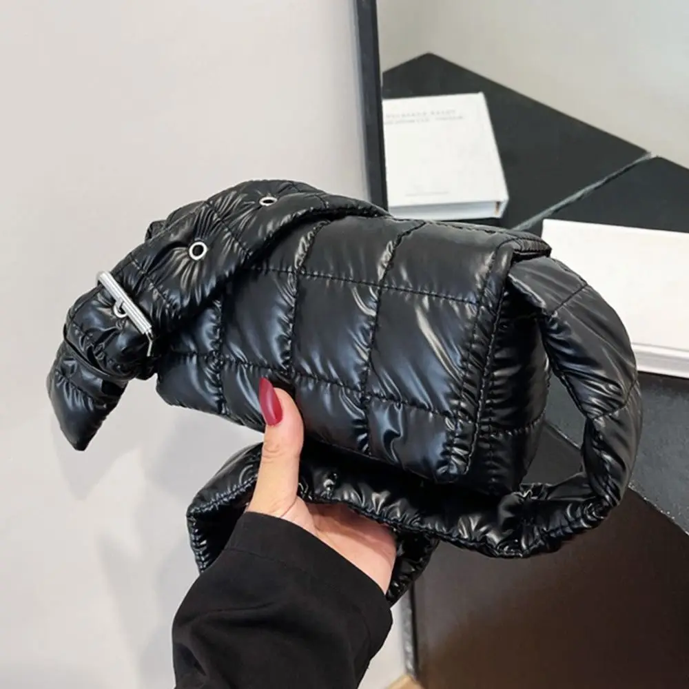 mode femmes matelassé sac fourre tout léger hiver chaud vers le bas coton rembourré plaid sac à bandoulière filles sous les bras sacs gonflés sacs à main