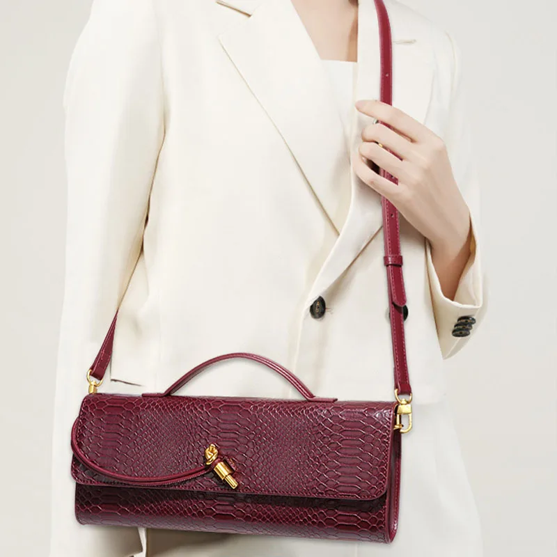 sac à poignée supérieure design de luxe pour femmes, sac à main de soirée long, sacs à bandoulière motif crocodile, tenues à la mode