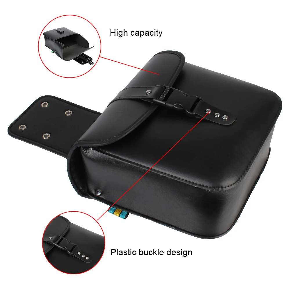 sac à outils de rangement de moto en cuir pu, sacoche de selle latérale, valise de bagage de queue de moteur, précieux de voyage
