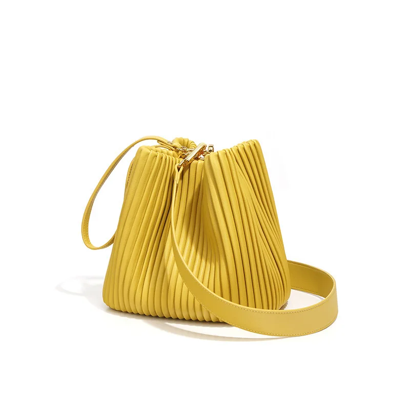 sac à main design haut de gamme en cuir véritable grande capacité sac seau de banlieue femmes simple épaule inclinée sac à bandoulière nouveau