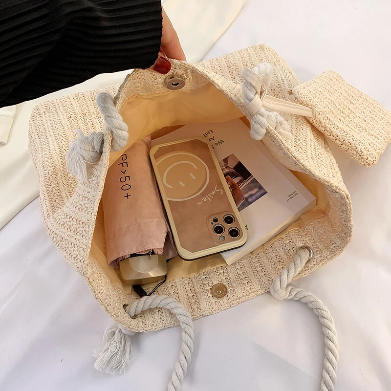 sacs à main de styliste pour femmes, fourre tout en paille de grande capacité, sac de plage d'été décontracté bali, grand sac à main