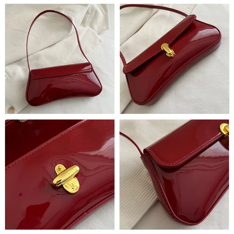 sacs baguette à serrure à la mode automne nouveau petit sac carré sac sous les bras polyvalent version coréenne de sac à main simple à une épaule
