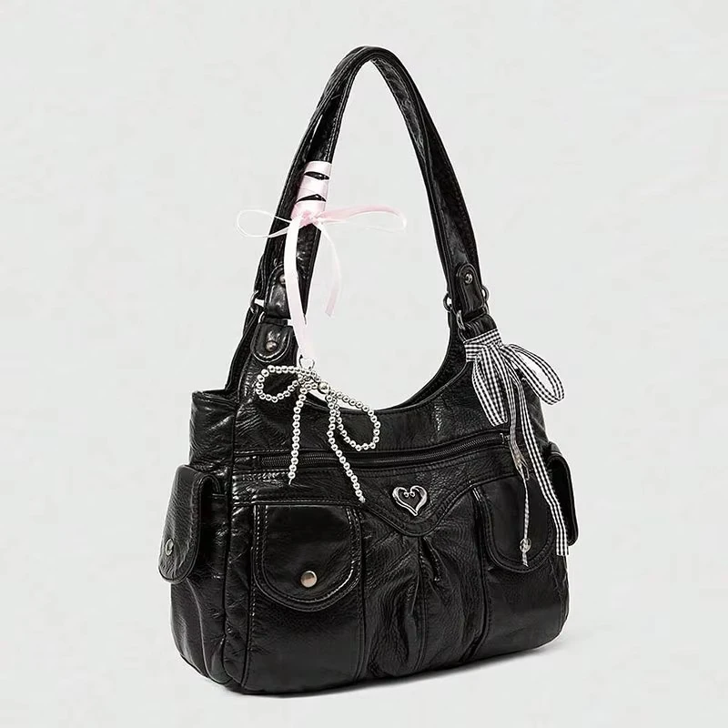 sac à main à la mode avec pendentif en nœud, design de niche, sac à aisselles pour femme de grande capacité, adapté au déplacement au travail, au shopping,