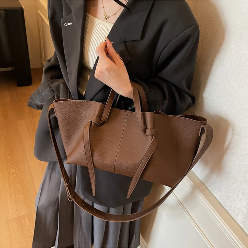 ensemble de sacs fourre tout, sac à bandoulière en pu pour femmes avec sac à main assorti, sac à main simple de grande capacité de couleur unie, automne hiver 2025
