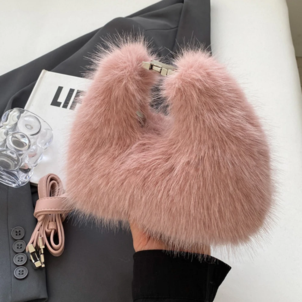 sac à main chic en fausse fourrure pour femme, sacoche à bandoulière en peluche douce, pochette solide pour documents, fourre tout à poignée supérieure, hiver
