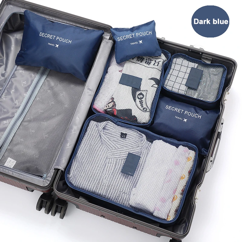 ensemble de 6 sacs de rangement de voyage, ensemble d'emballage de valise, étuis de rangement, organisateur de bagages portables, vêtements et chaussures, organisateur pliable
