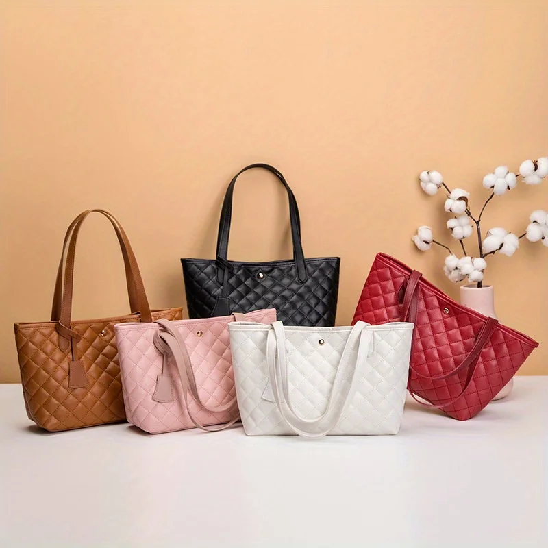 sac fourre tout chic brodé pour femme, sac à main spacieux avec sangle partners, doublé en polyester, simili cuir