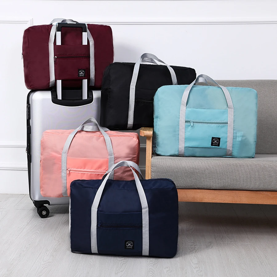 sacs de voyage pliables, sac de rangement de grande capacité, sac à main léger multifonctionnel pour avion, fourre tout de week end en nylon