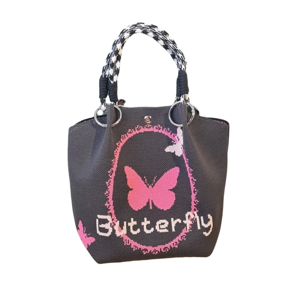 Sac seau Simple en forme de papillon pour femmes, sac à main tricoté doux, grande capacité, Style coréen, fourre-tout pour dames