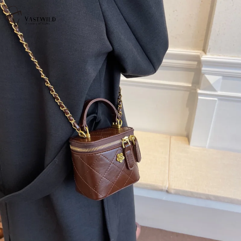Petit sac seau à bandoulière pour femmes, Mini pochettes classiques, petit sac carré, sac à main avec chaîne en métal