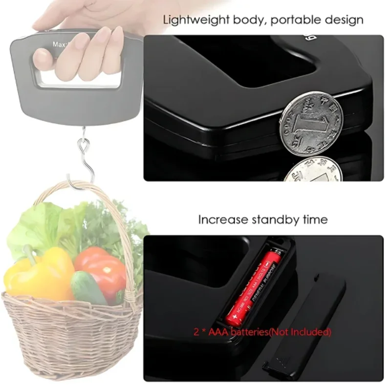 balance à bagages numérique 50kg/10g, valise électronique portable, pesée de voyage avec rétro éclairage, balances électroniques suspendues de voyage
