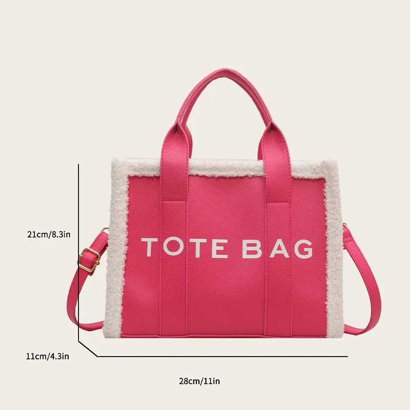 sac à bandoulière matelassé de couleur unie pour femmes, sac à main tendance, style décontracté, bord en peluche, détail, fermeture éclair, sorties idéales