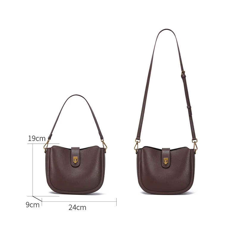 sac de selle en cuir souple pour femmes, sac à bandoulière rétro mode nouvelle coque, sac seau polyvalent pour les déplacements