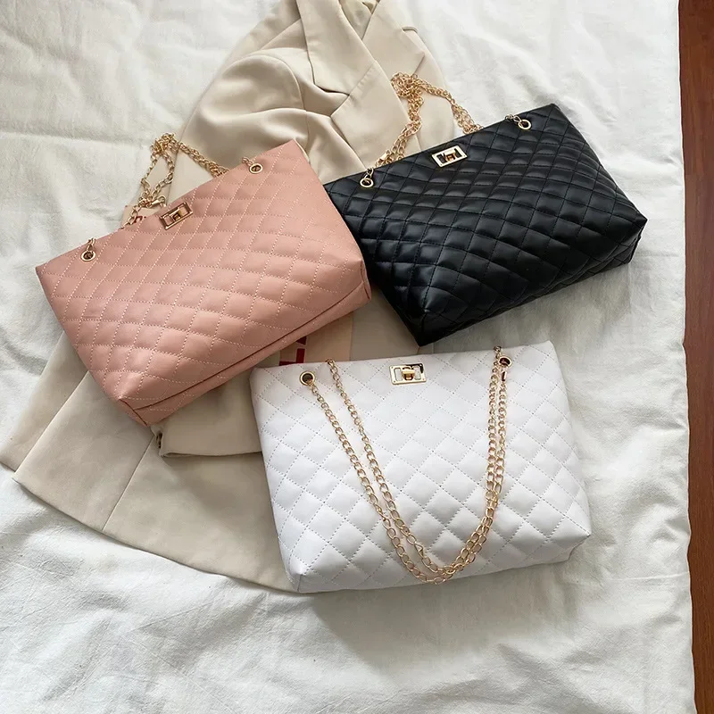 sacs fourre tout pour femmes en cuir pu diamant treillis sac à main personnalité grande capacité sous les bras sac à bandoulière sac de créateur