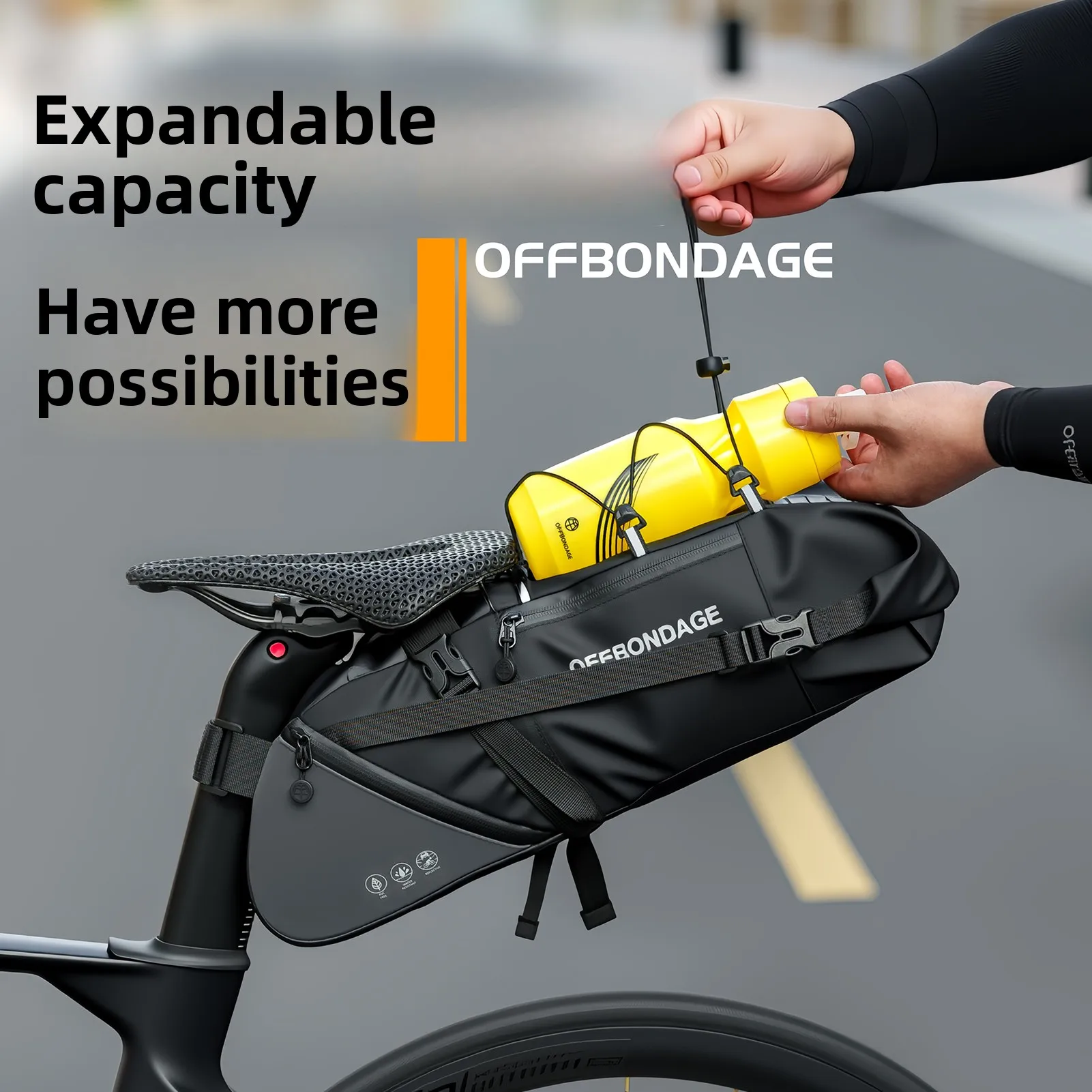 offbondage sac de vélo étanche 15l grande capacité sac de selle de vélo cyclisme pliable queue sac arrière vtt route coffre bikepacking