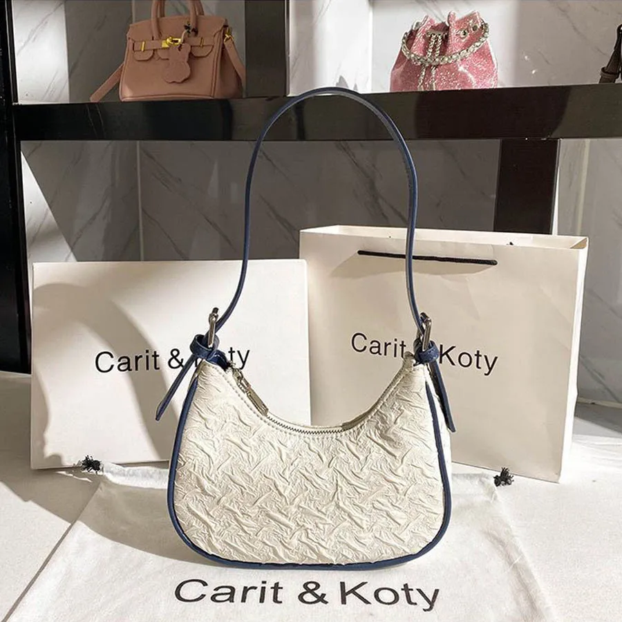 sac plissé populaire de cette année pour femme, design original, sens avancé, niche d'été, sac en forme de croissant, sac sous les bras, sac à bandoulière