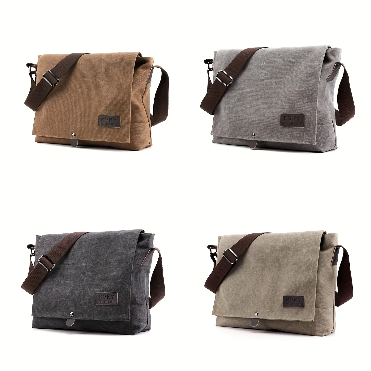 sac messager en toile marron – léger, durable, sangle réglable. parfait pour les déplacements, les voyages et l'utilisation quotidienne.