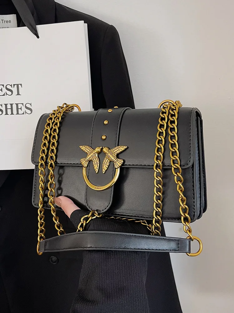 sac à hirondelles, petit sac carré à chaîne classique rétro européenne et américaine, mode de niche, sac à bandoulière simple de haute qualité