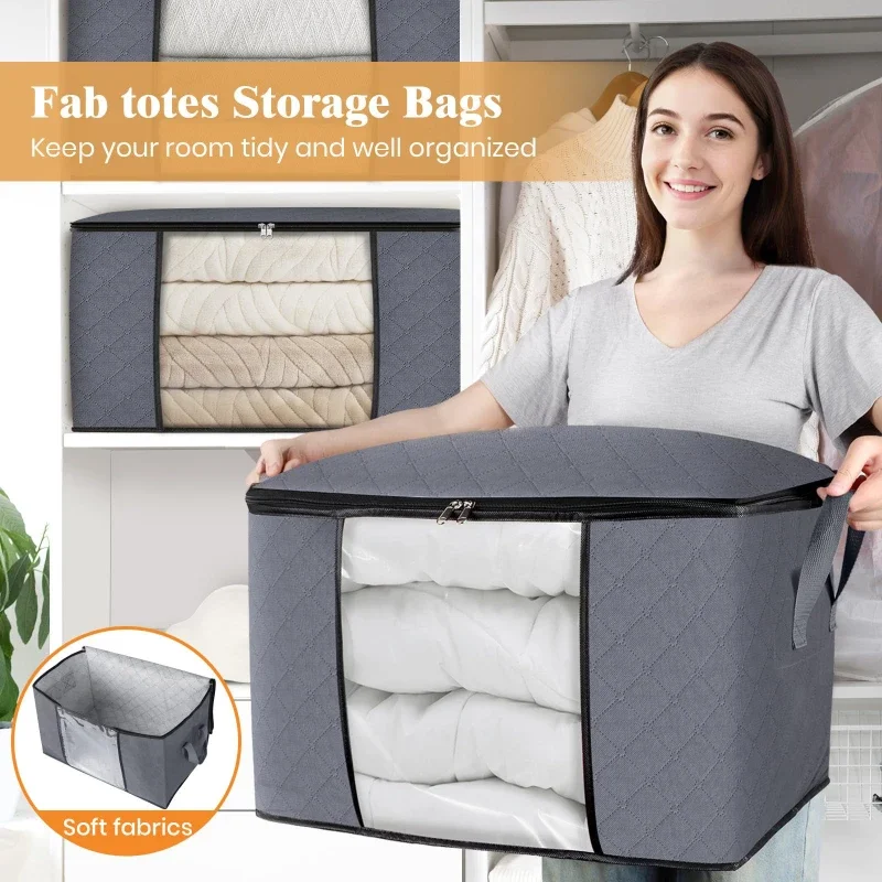 grand sac de rangement pliable pour vêtements, valises de voyage, organisateur, sacs de courses réutilisables, sacs de rangement pour couvertures, conteneurs de rangement
