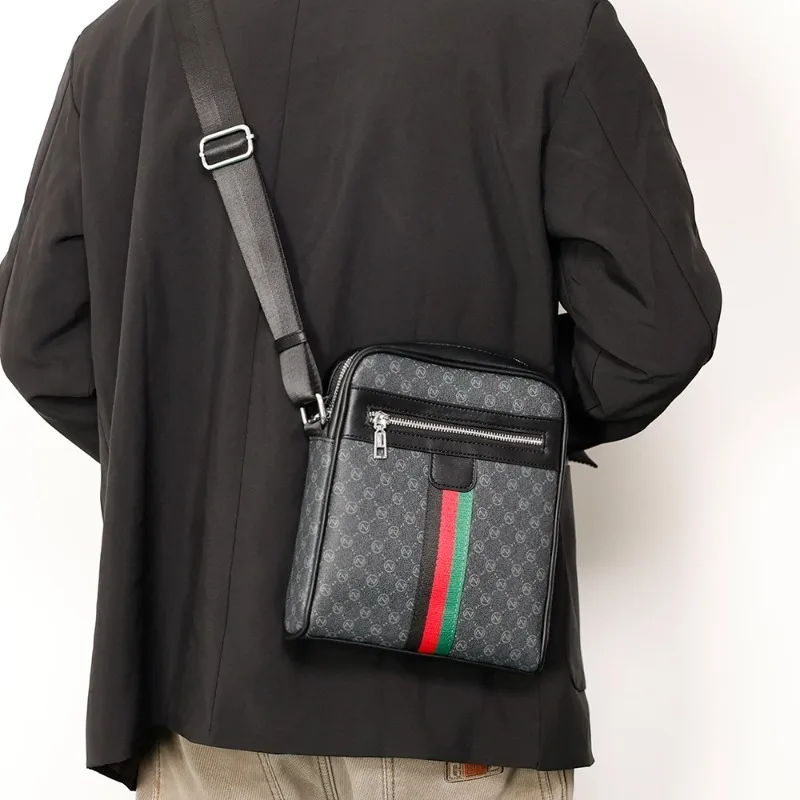 sac à bandoulière carré pour hommes, design de luxe, sacs à bandoulière mode plaid lettre imprimée, sac à bandoulière pour hommes