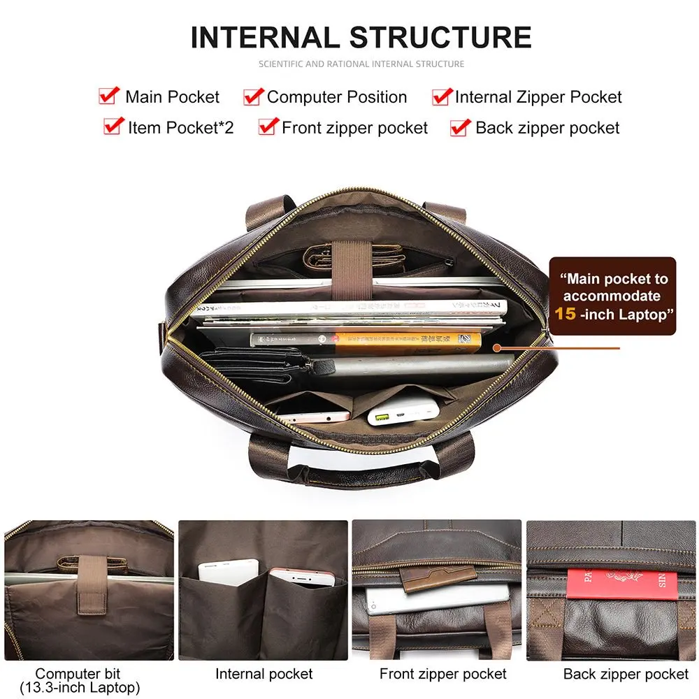 nouveau sac à main pour hommes, sac à main rétro de bureau décontracté d'affaires de grande capacité, sac pour hommes en cuir véritable, sac de bureau, porte documents
