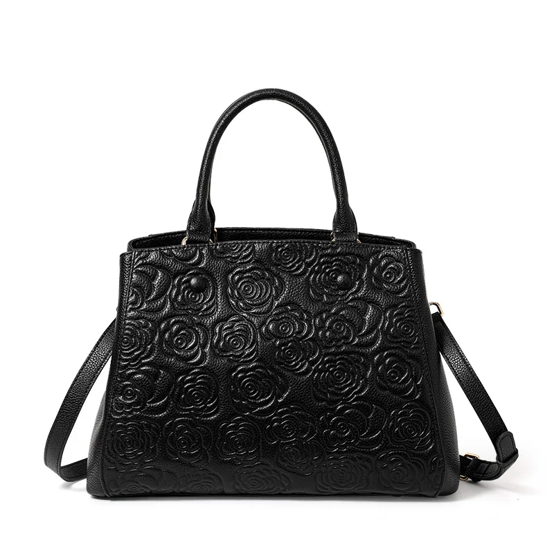 sac à main en cuir sac à main haut sens couche supérieure en cuir motif rose sac à bandoulière en bandoulière