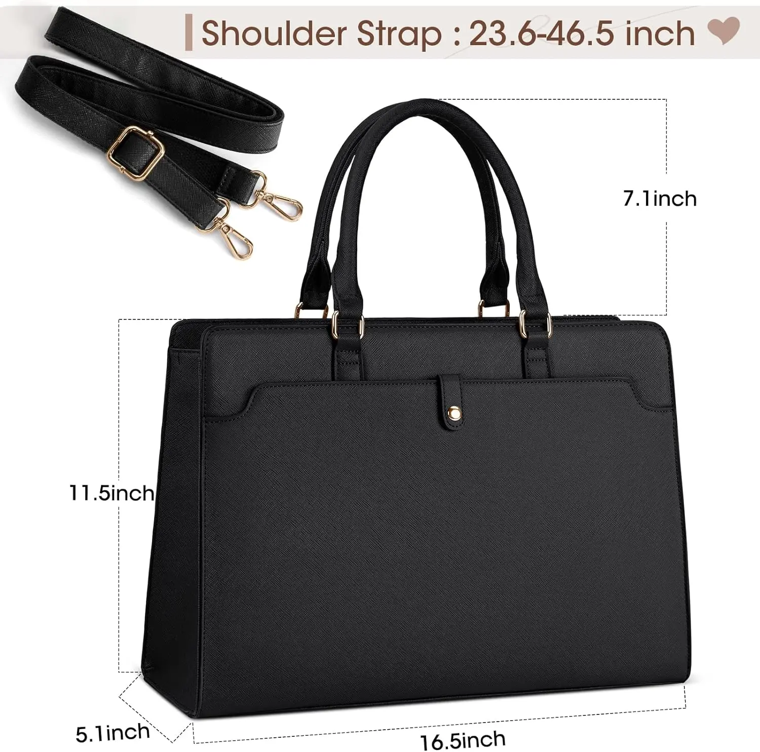 sac d'ordinateur portable de grande capacité pour femme, sac fourre tout pour ordinateur portable, sac de travail en cuir, étui à bombes étanche, sac d'ordinateur de bureau d'affaires, 15.6 pouces
