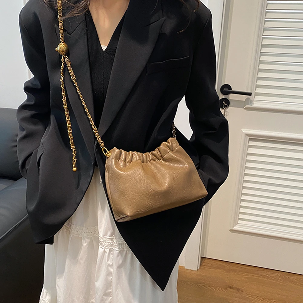 femmes chaîne sac à bandoulière en cuir pu bandoulière fourre tout sac de messager décontracté sacoche sac à bandoulière fille élégant sac à main