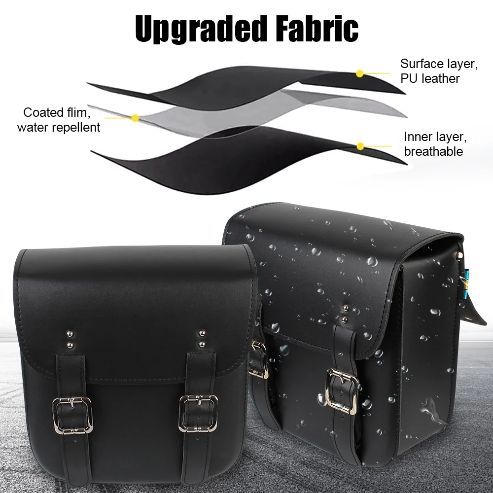 grande capacité 2 pièce/ensemble accessoires de moto en cuir pu sacs latéraux de moto pochette de rangement d'outils sac de selle de moto