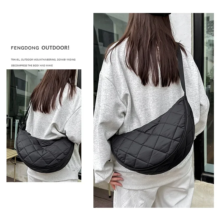 sacs hobos à carreaux matelassés pour femmes, sac à bandoulière pour dames, sacs à main en nylon pour femmes, sac à main de grande capacité, voyage, shopping