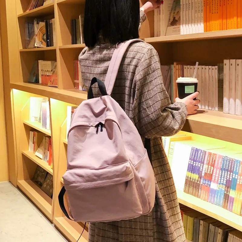 hocodo – sac à dos en toile solide pour adolescentes, sac d'école décontracté de grande capacité, simple, pour le voyage