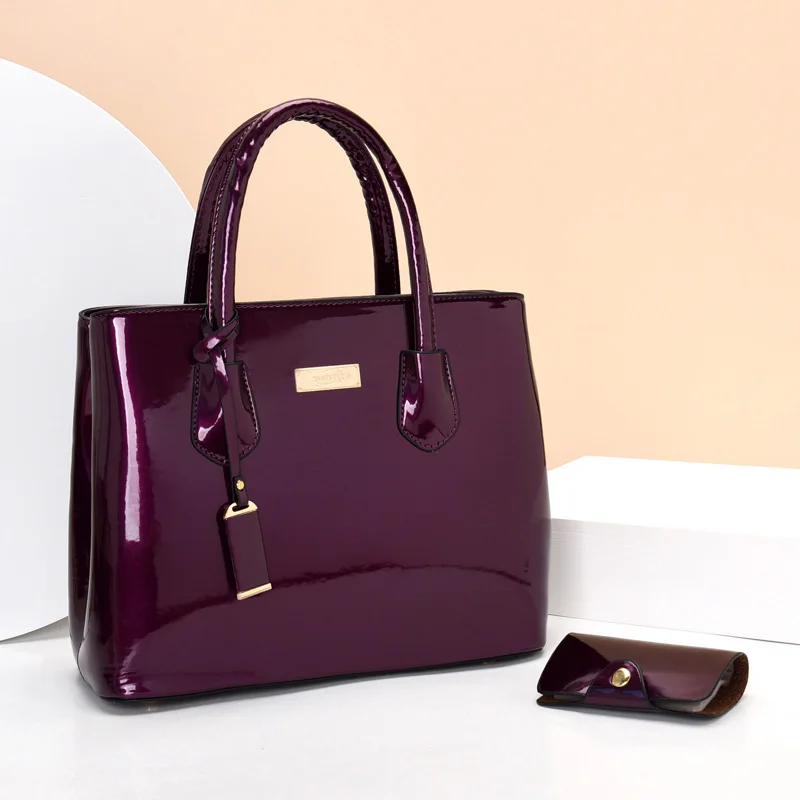 sac à main en cuir verni de haute qualité pour femme, fourre tout de luxe, paquet de cartes, sacoche de styliste