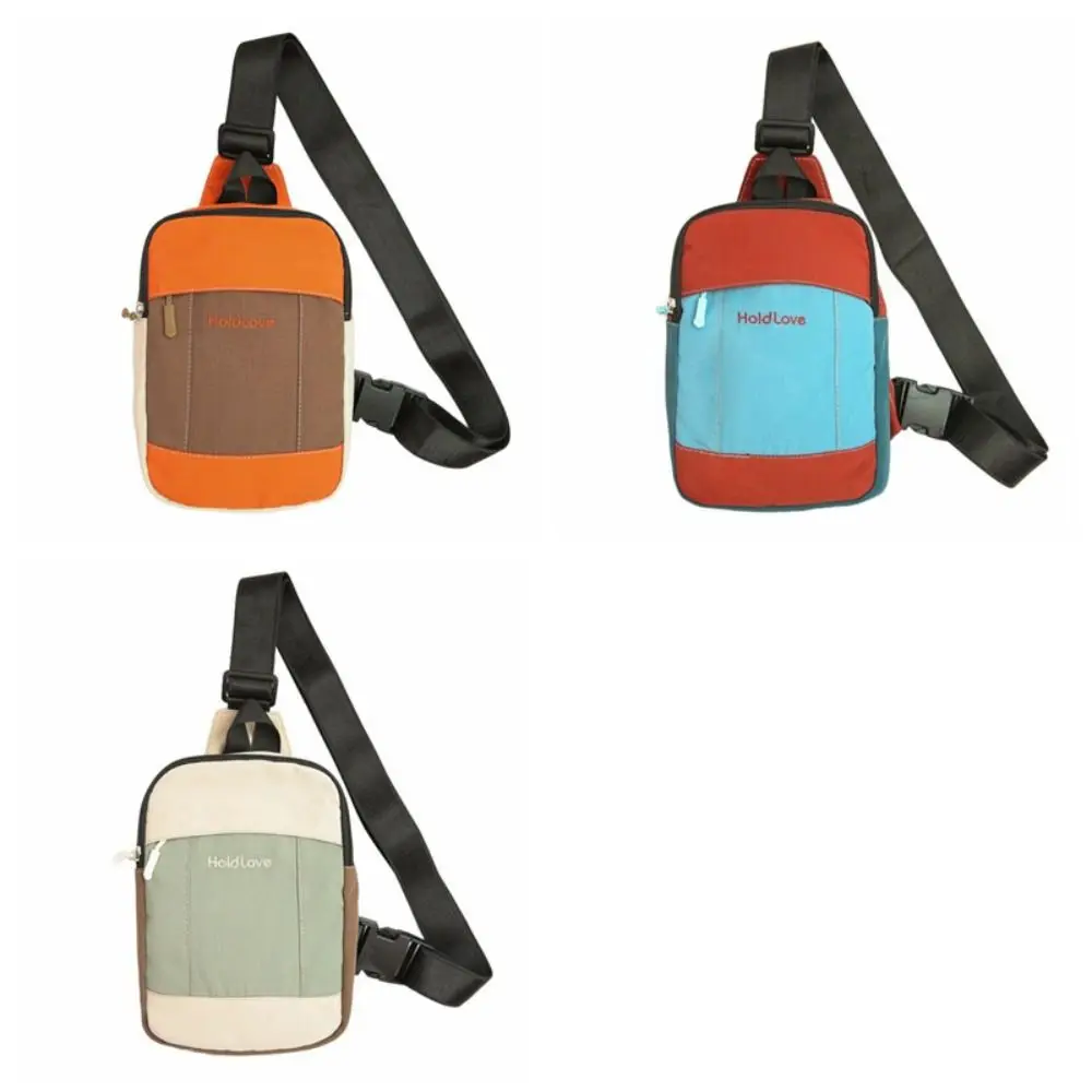 sac de poitrine carré pour hommes, sac à bandoulière de sport de style coréen avec fermeture éclair, grande capacité d'épissure de couleur, sac à bandoulière en nylon pour hommes/femmes