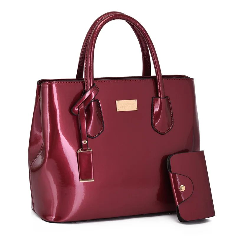sac à main en cuir verni de haute qualité pour femme, fourre-tout de luxe, paquet de cartes, sacoche de styliste