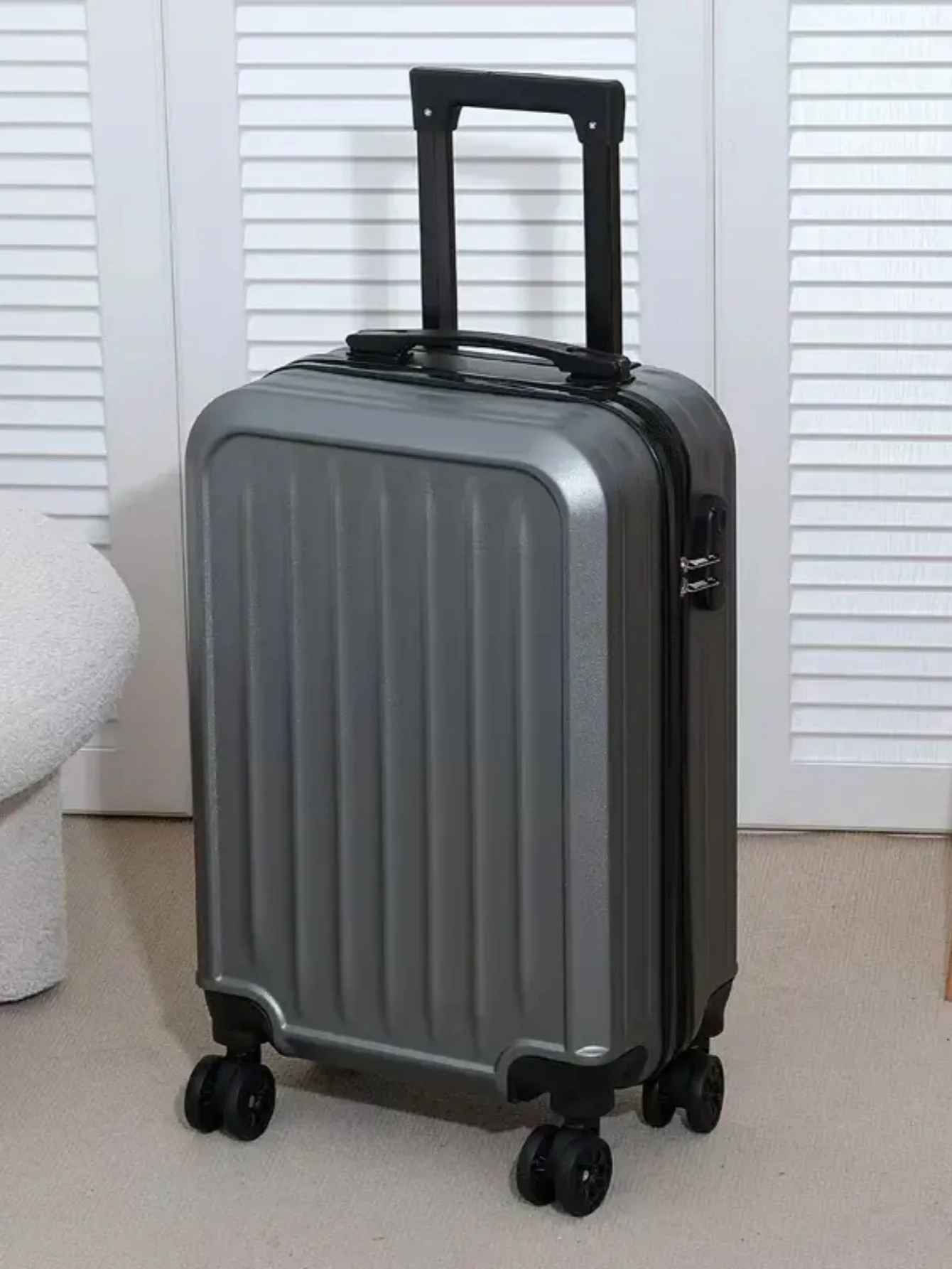 valise à coque rigide de 20 pouces, grande capacité, boîtier de chariot de voyage pour étudiants, fermeture éclair avec verrouillage par mot de passe, matériau abs + pc durable, poignée en fer et aluminium, roue rotative