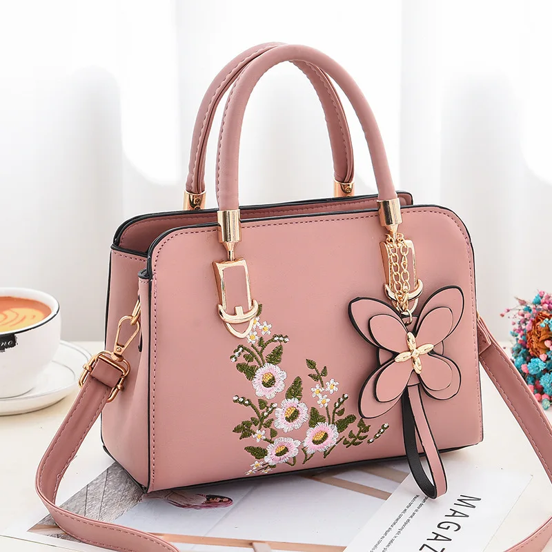 petit sac carré brodé à la mode pour femmes, sac à bandoulière simple, sac à main de style artistique frais, usage quotidien décontracté