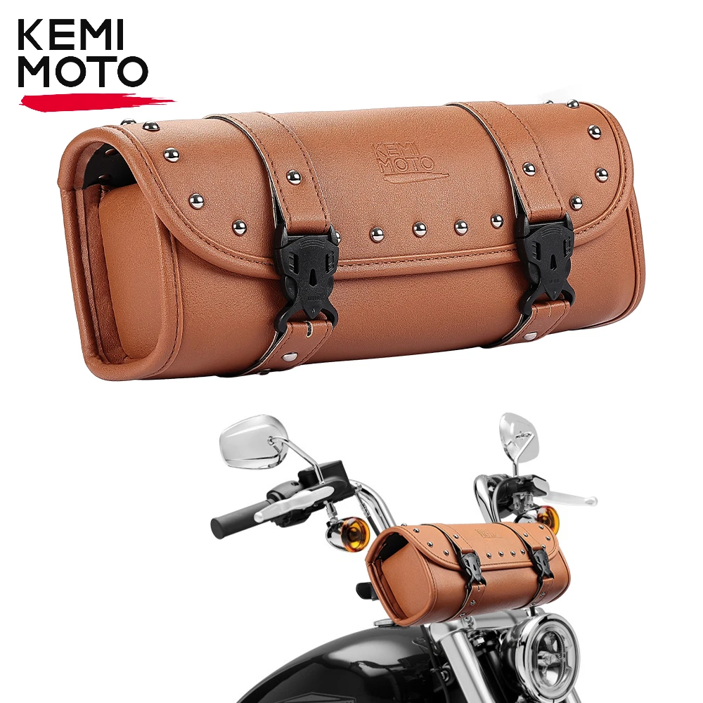 sac de fourche à outils de moto rétro en cuir pu, sacoche universelle pour fourche avant, guidon, pochette de rangement sissybar, sacs en rouleau pour moto