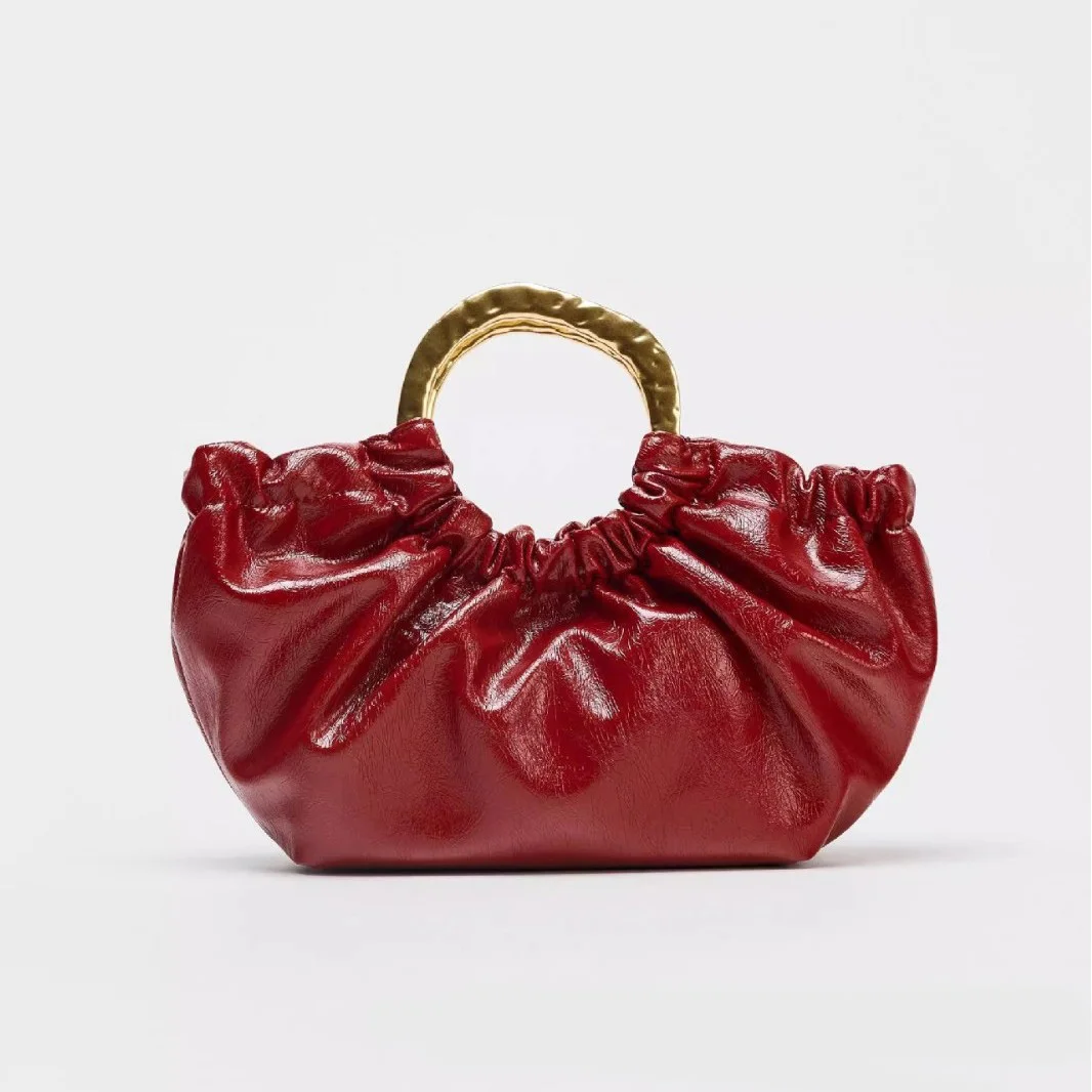 sac à main froncé, pochettes à poignée en métal à la mode, sacs à main pour femmes, sac à bandoulière design de luxe, petits fourre-tout pour dames