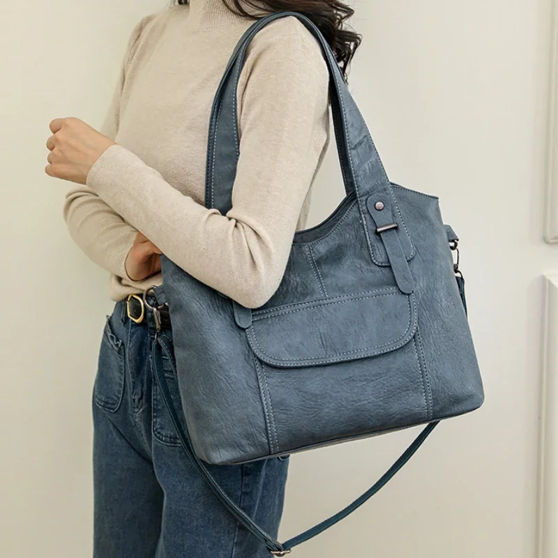 sacs à main de luxe en cuir souple pour femmes, sacs à bandoulière rétro de styliste, sacoche à bandoulière de grande capacité pour dames, nouvelle collection 2025