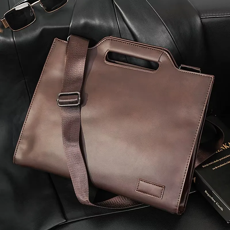 sac à main en cuir célèbre pour hommes, sac à bandoulière pour jeunes, étui à bombes d'affaires, sac à fichiers, grande capacité, nouveau, 2025