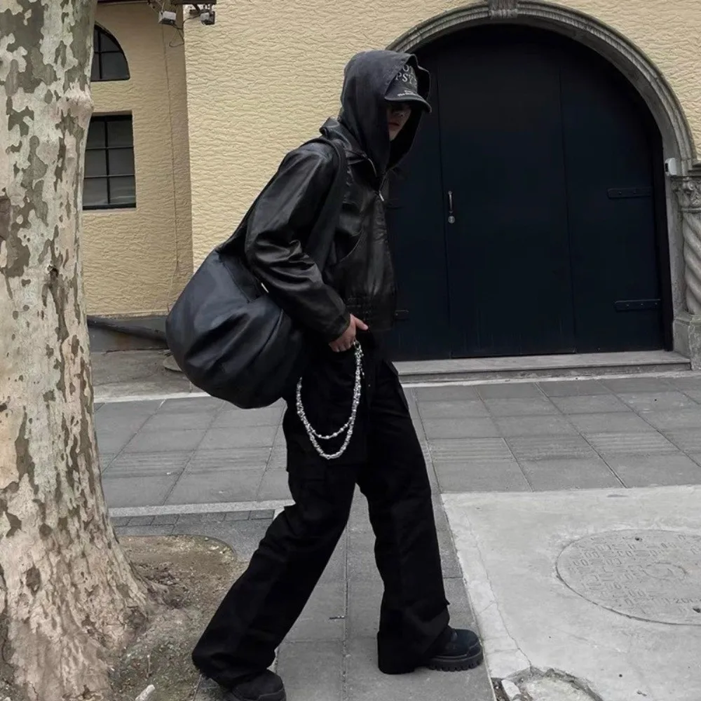 sac fourre tout ​ ​ sac à bandoulière pour hommes de style vintage ​ ​ sac à bandoulière en cuir pu de grande capacité ​ ​ grande taille ​ ​ sac fourre tout plissé ​ ​ quotidien