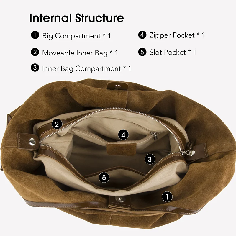 matna sac en daim véritable, cuir de vache naturel, grand croissant, sacs fourre tout décontractés, mode trajet domicile travail, initié par hobo