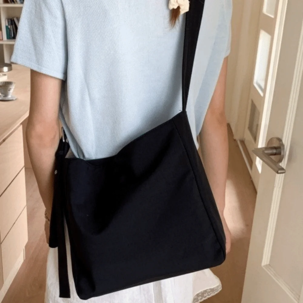 ins style – sac fourre tout carré de couleur unie, sac à bandoulière polyvalent en toile de grande capacité, sacs à main de loisirs élégants pour femmes