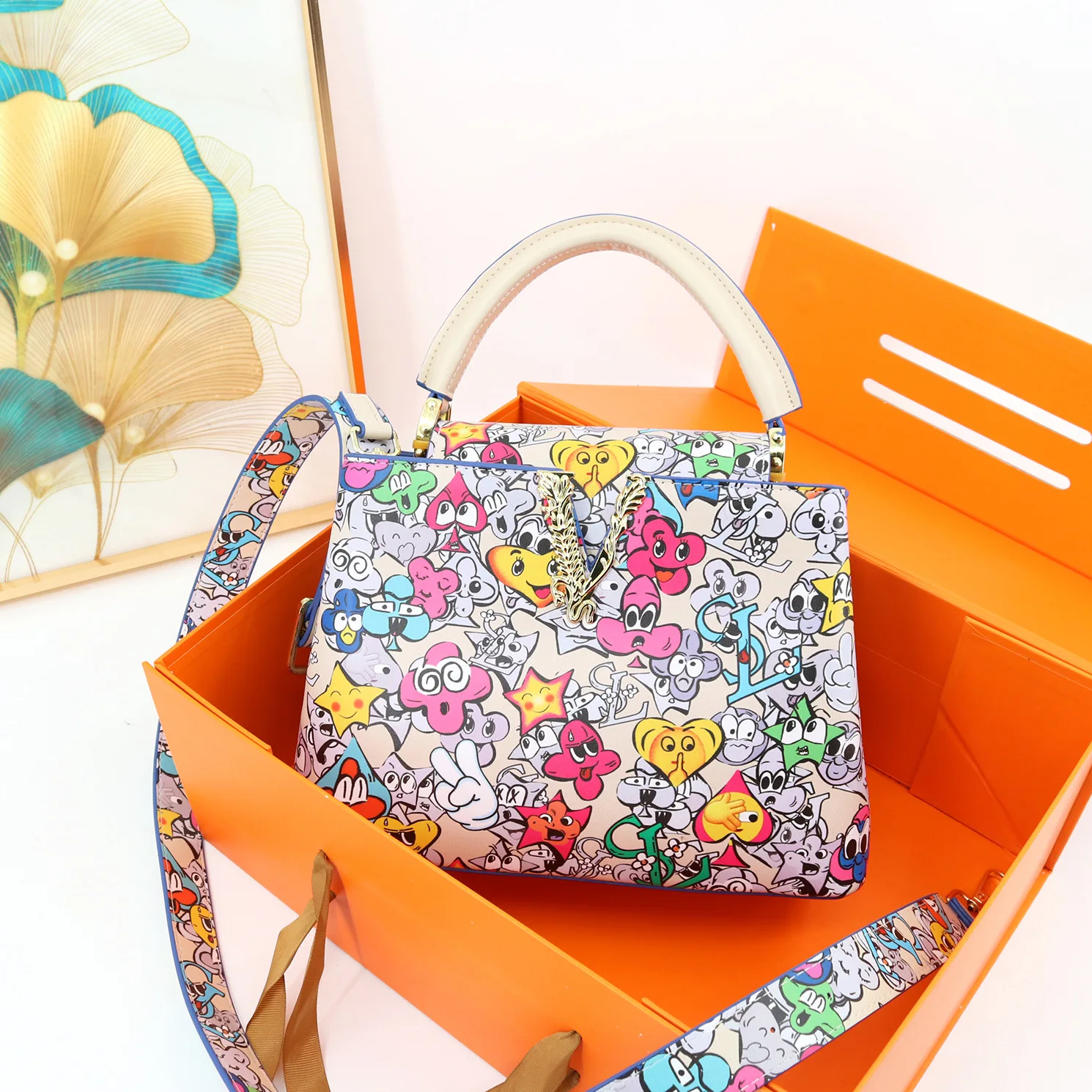 femmes sacs en cuir sac à main sacs à main fille sacs à bandoulière bandoulière sac de messager femme fourre tout v style art classique imprimé 2025