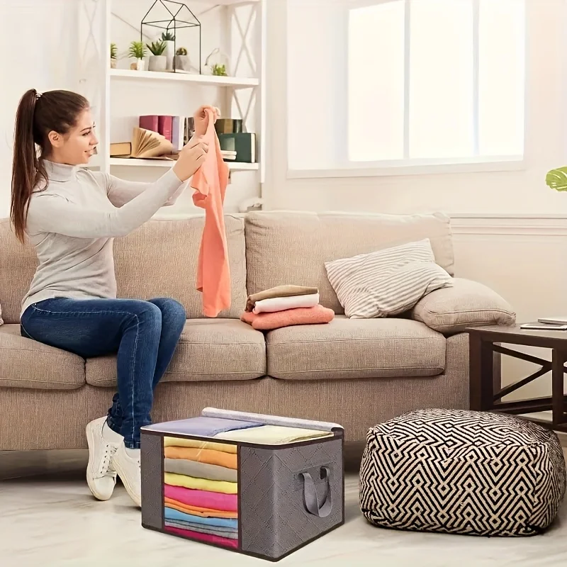 sac de rangement pour couette, boîte d'organisation, sac d'organisation pour vêtements en tissu pliable pour couette, couverture, literie et vêtements, 3 pièces/6 pièces, m