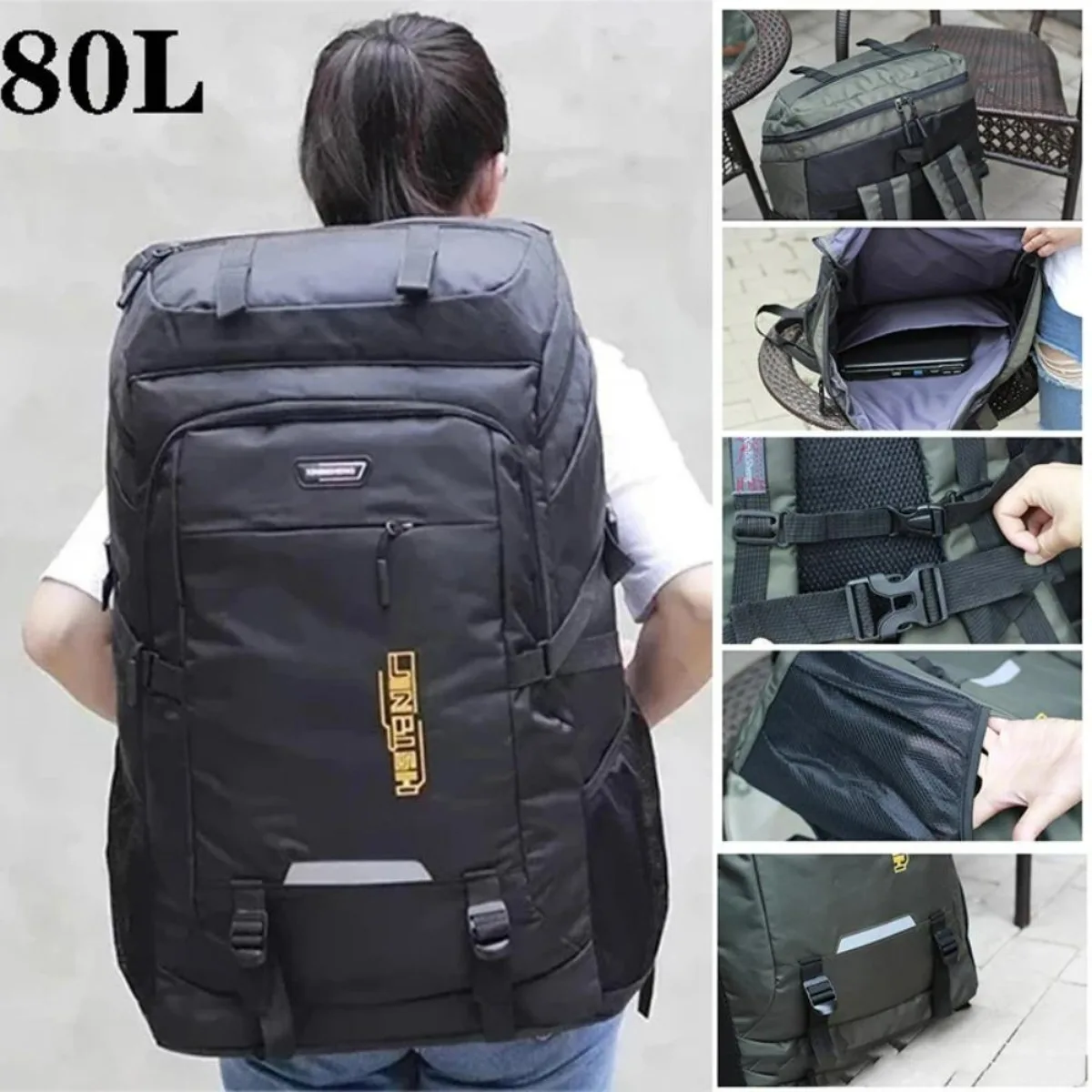 80L paquet de très grande capacité hommes ou femmes sacs à bagages de haute qualité ajoutant agrandir grande capacité famille grand sac à dos de voyage