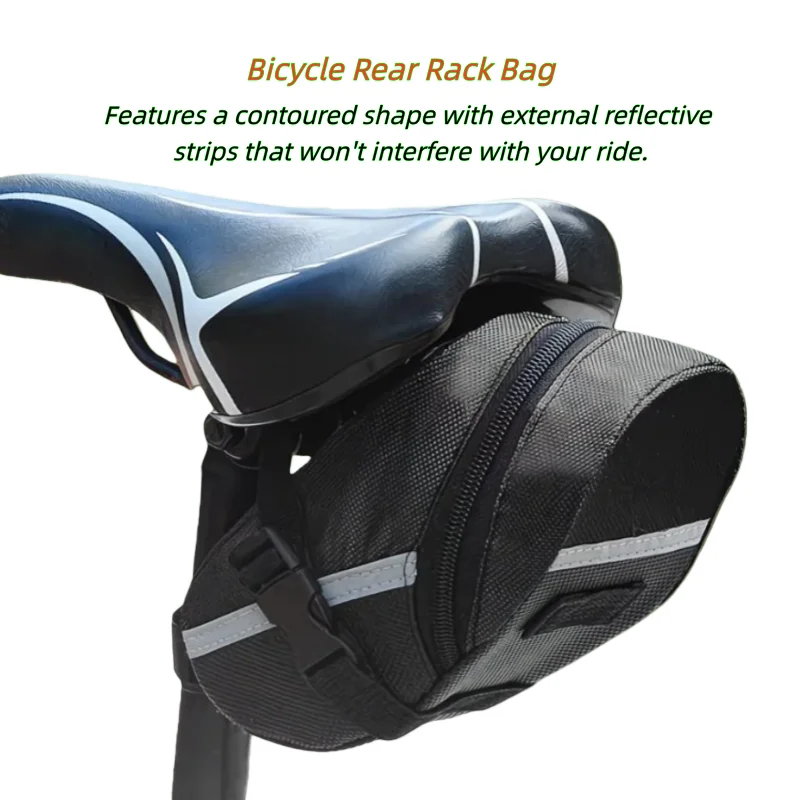 Sac de selle de vélo anti-éclaboussures |   Convient aux vélos de route, VTT et de gravier |   Pack sous-assise réfléchissant avec clip rapide