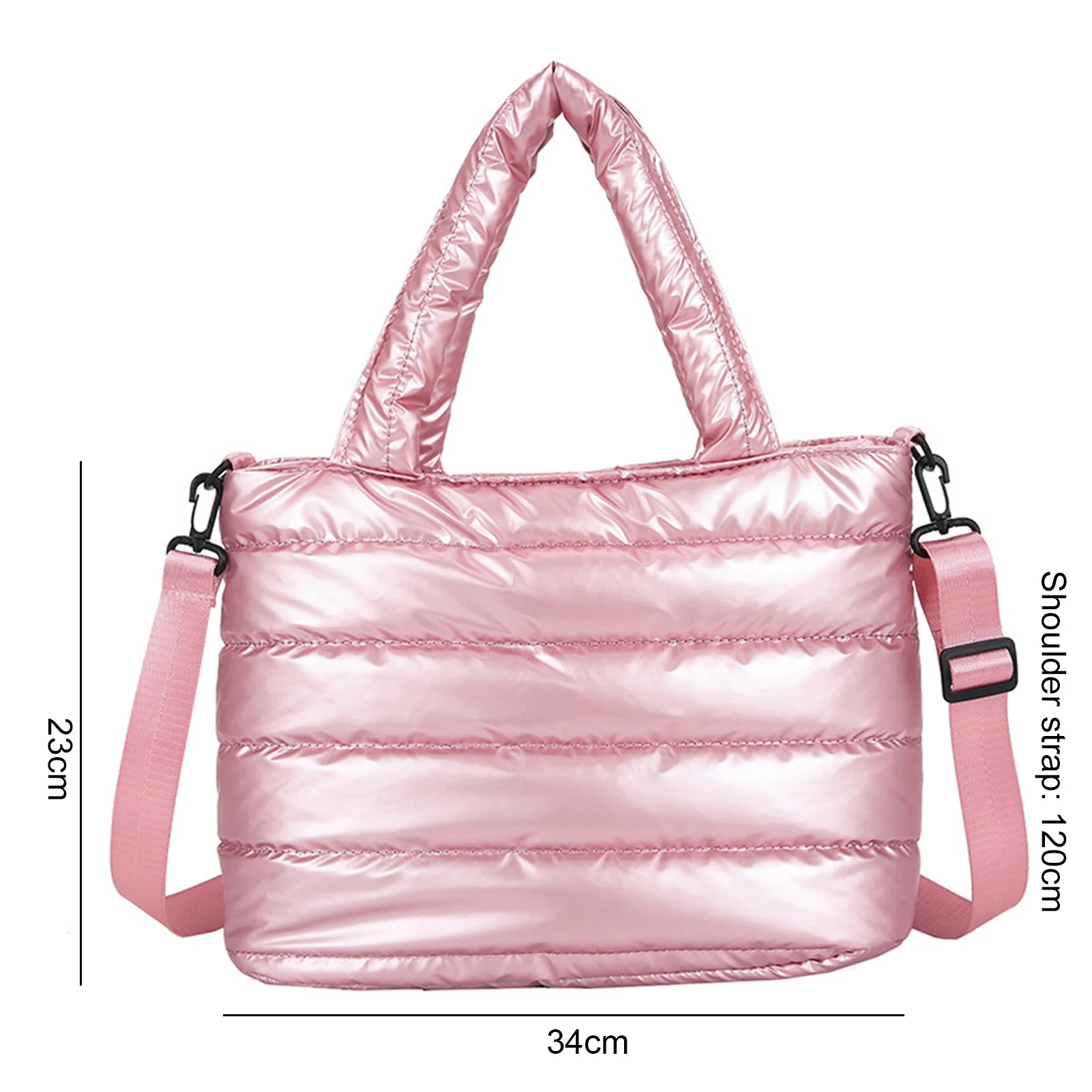sac fourre tout matelassé de grande capacité pour femme, fermeture éclair lisse, sangles réglables, oreiller paresseux, sac initié, sac à main d'hiver