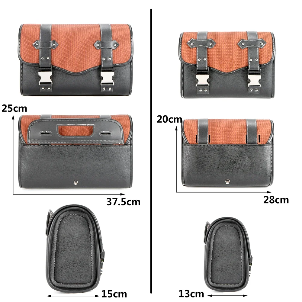 sacoches de moto universelles, sac de fourche, pochette de bagage en cuir pu, sac à outils latéral, sac de selle pour honda pour bmw pour suzuki